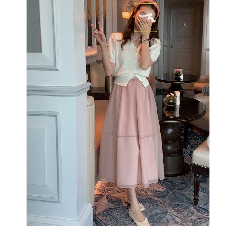 Chân váy xoè nhún li vải tơ óng Hàn Ulzzang style 🌸 Hàng Quảng Châu