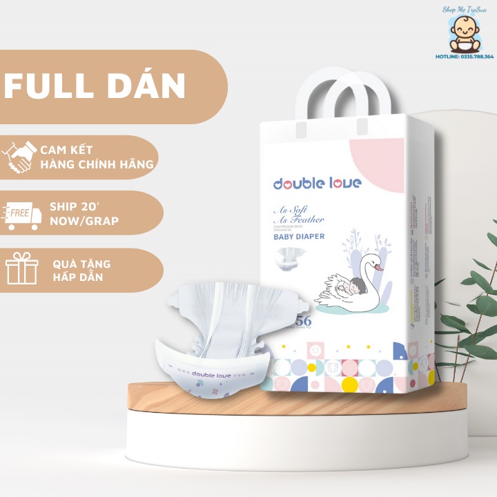 Bỉm dán/ tã dán DOUBLE LOVE size S68/M60/L56/XL52