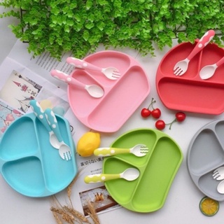 Khay ăn dặm, khay silicon chống đổ baby panda- mẫu 3 ngăn - ăn dặm linklink store