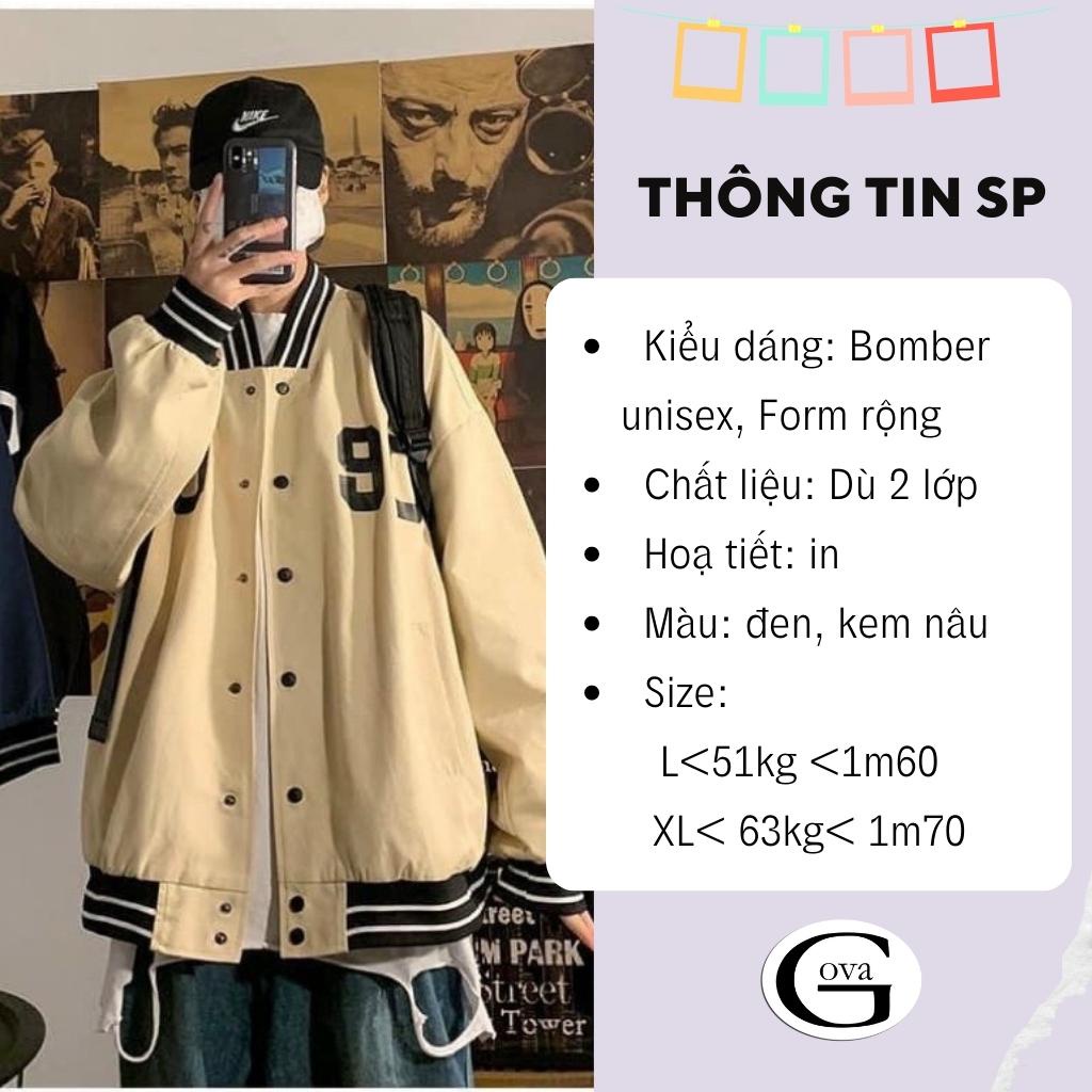 Áo khoác Bomber dù 8090 form rộng 2 lớp nam nữ Unisex GOVA