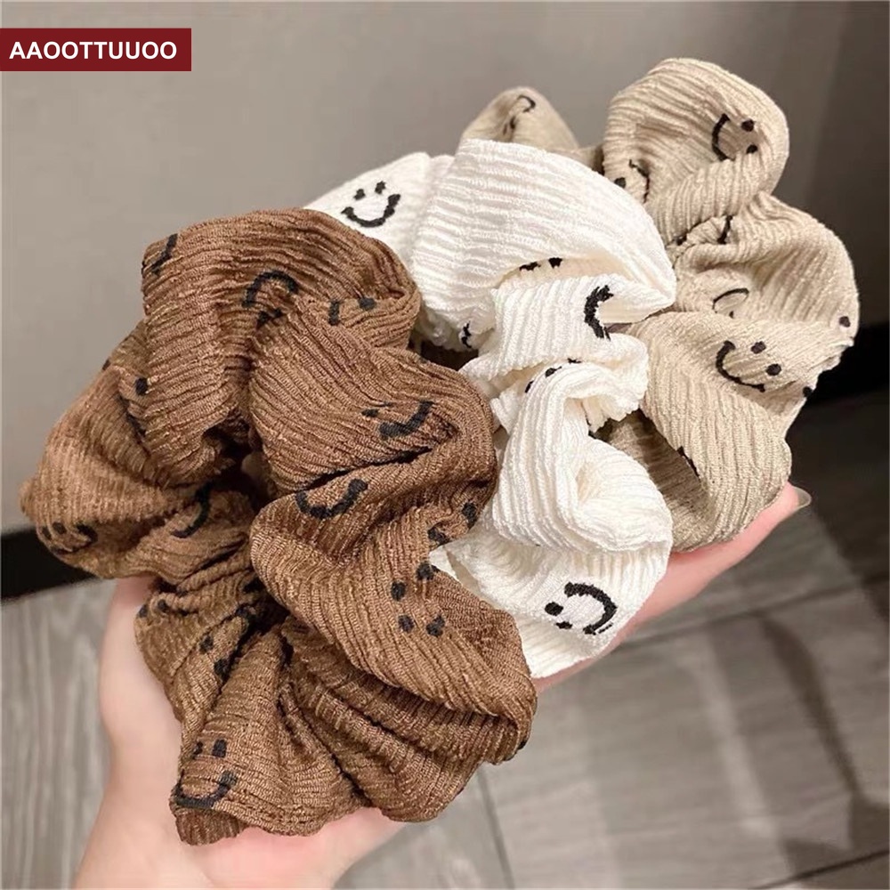 Dây buộc tóc hình mặt cười phong cách Hàn Quốc đơn giản cho nữ