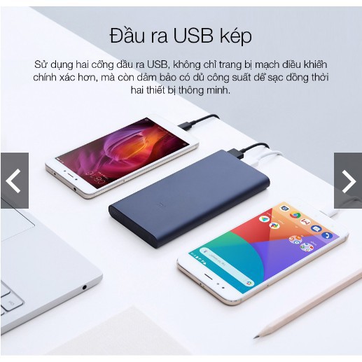 Pin sạc dự phòng Xiaomi 10000mAh gen 2S 2 Cổng USB Hỗ Trợ QC 3.0