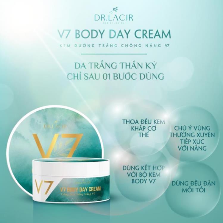 Kem chống nắng dưỡng trắng da body Dr.Lacir V7 Day Cream 180ml LM19