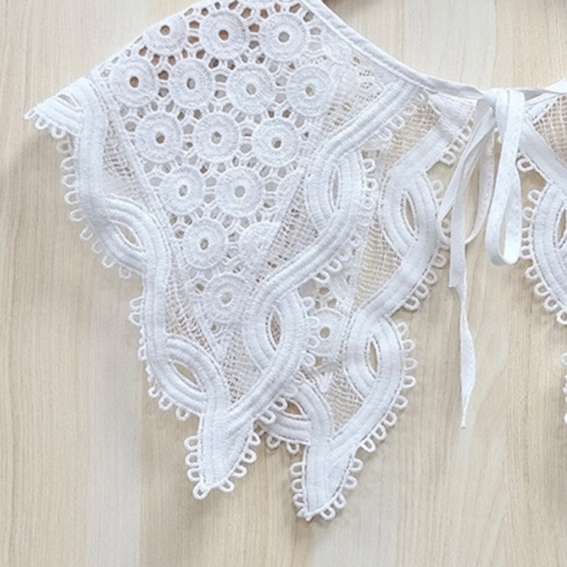 Khăn Choàng Cổ Giả Ren Thêu Họa Tiết Tròn Rỗng Có Thể Tháo Rời Cho Nữ