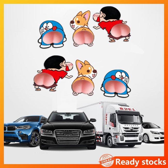 1 cặp miếng dán xe hơi + keo mềm mại chống va chạm/trầy xước họa tiết hoạt hình dễ thương
