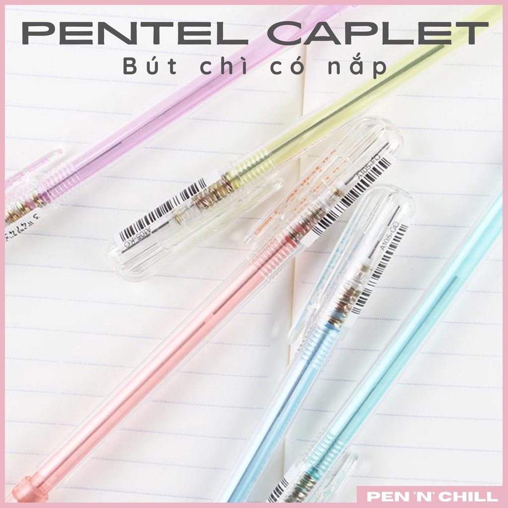 Bút chì bấm thân trong suốt có nắp Pentel Caplet cỡ ngòi 0.5mm