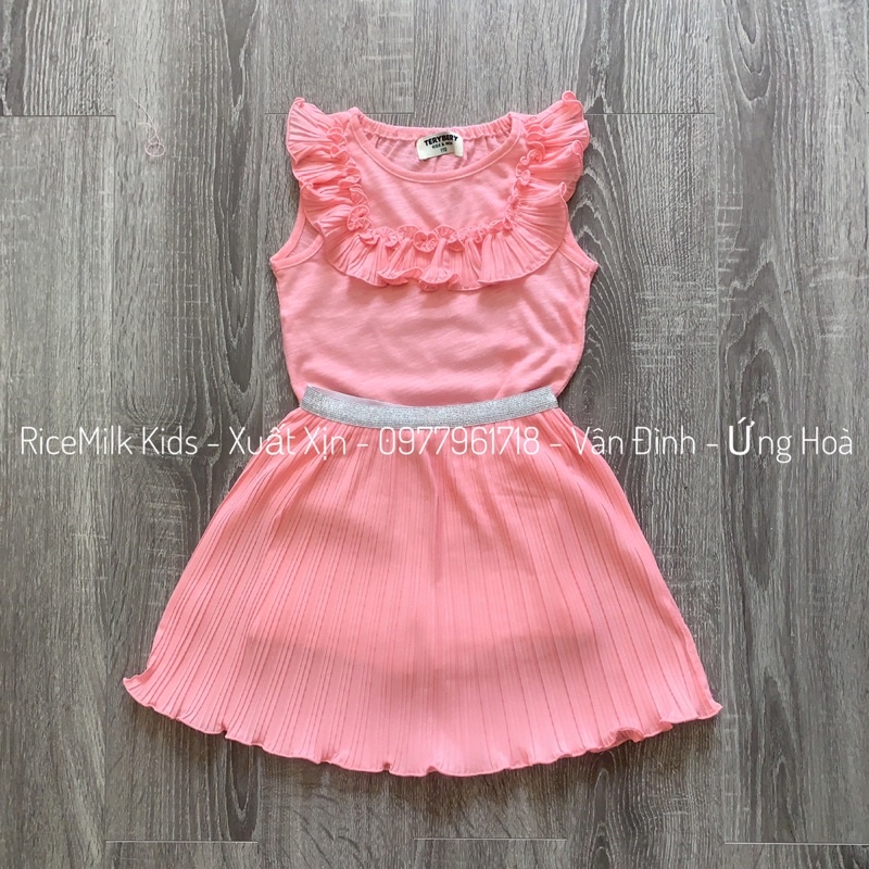 Bộ hè cotton cho bé gái màu HỒNG TERYBERY xuất dư xịn cho bé