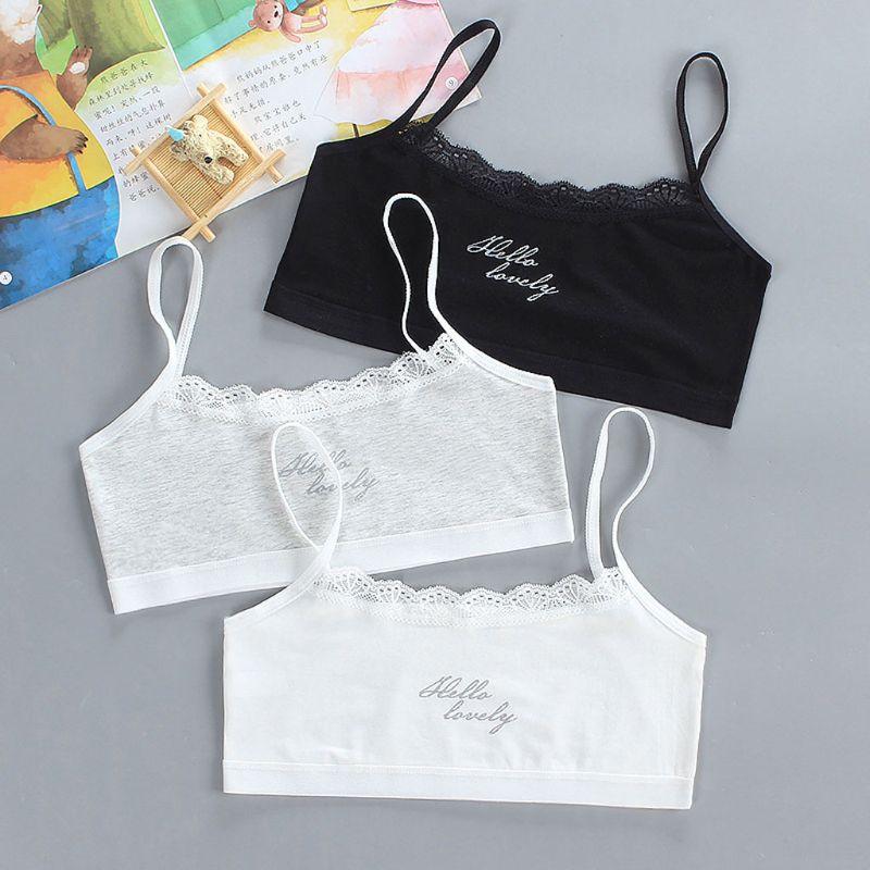 Áo Ngực Cotton Mềm Phối Ren Cho Bé Gái 7-14 Tuổi