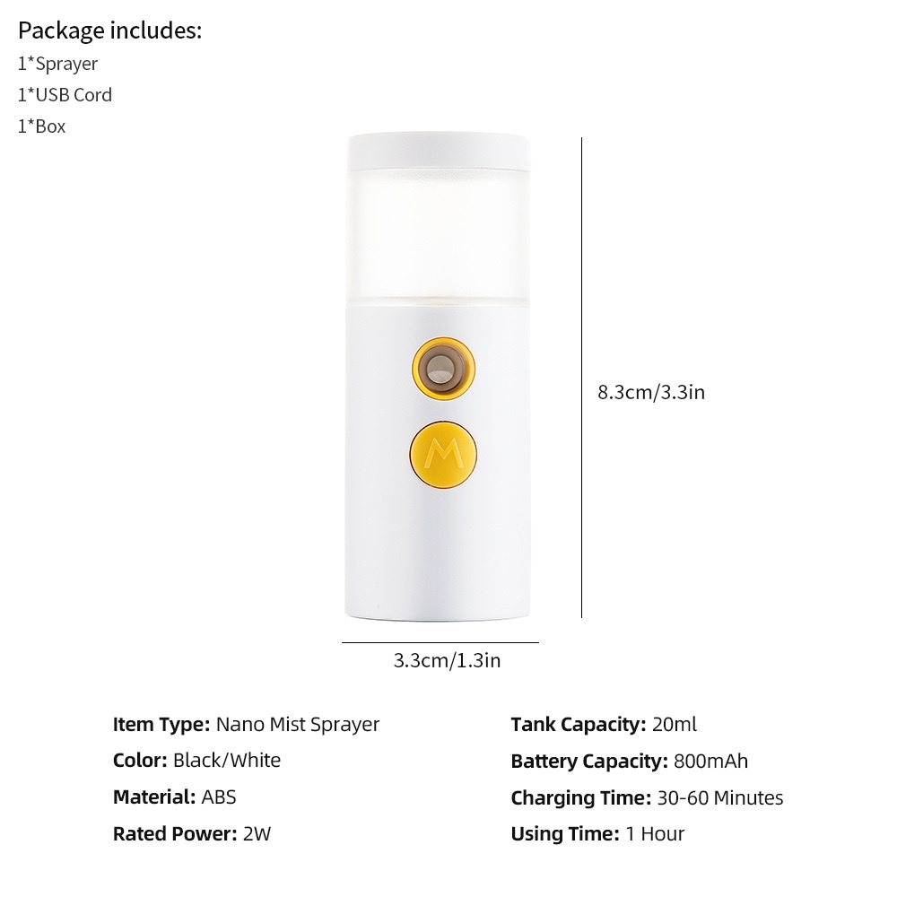 Máy phun sương nano FOREVERLILY mini cấp ẩm cho da mặt sạc lại bằng cổng usb tiện lợi