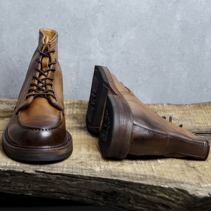 Giày boot nam cổ cao da bê sang trọng nam tính màu vàng nâu dậm ZANE