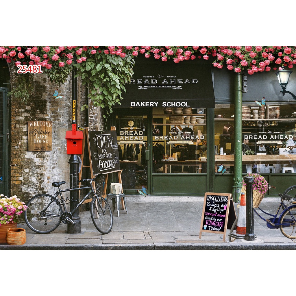 Tranh dán tường 3D trang trí nhà hàng cafe trà sữa trà chanh đẹp bền sang giá rẻ kt5