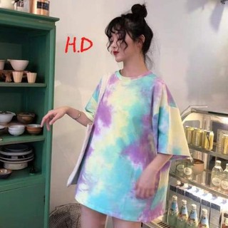 Áo phông loang màu tay lỡ oversize