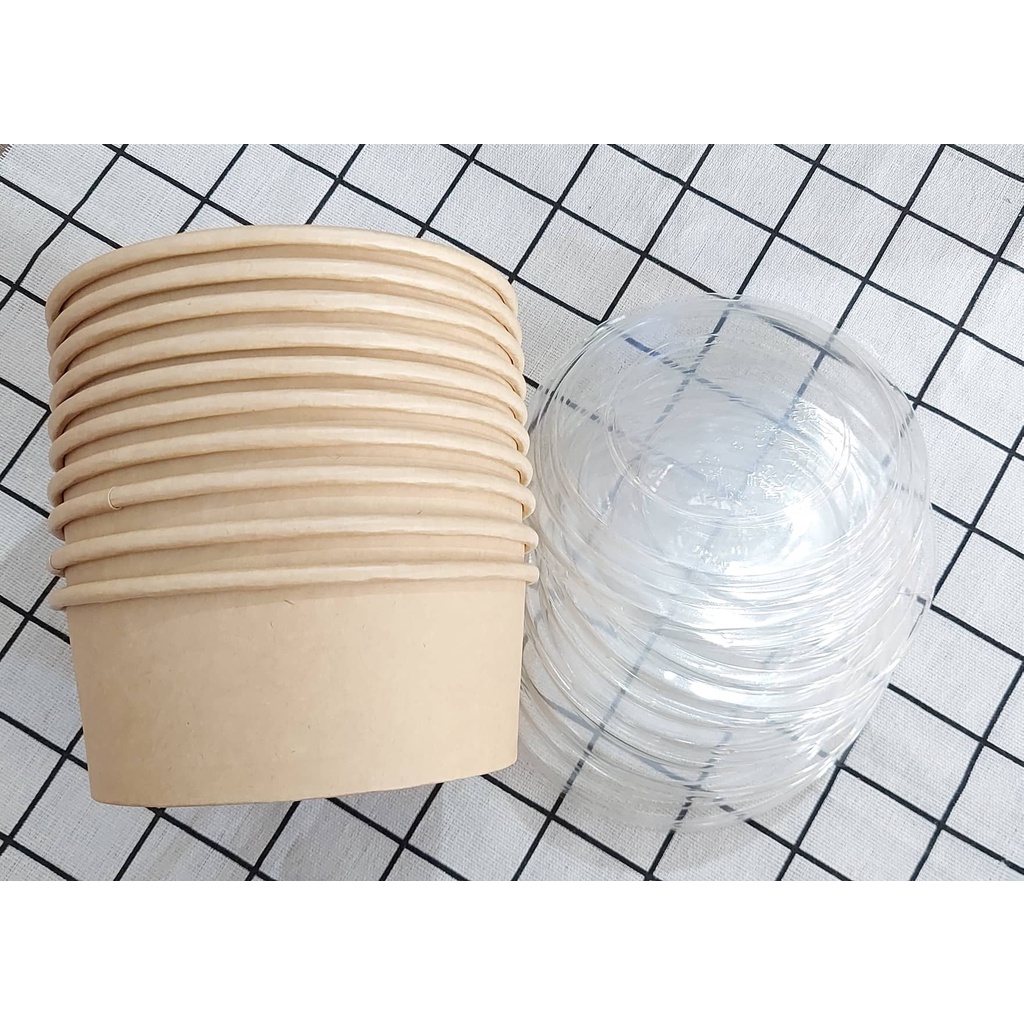 10 cái Hộp Giấy Kraft Tròn 750ml⚡ HÀNG CAO CẤP ⚡ hộp nhựa tròn nắp Pet nhỏ gọn xinh xắn