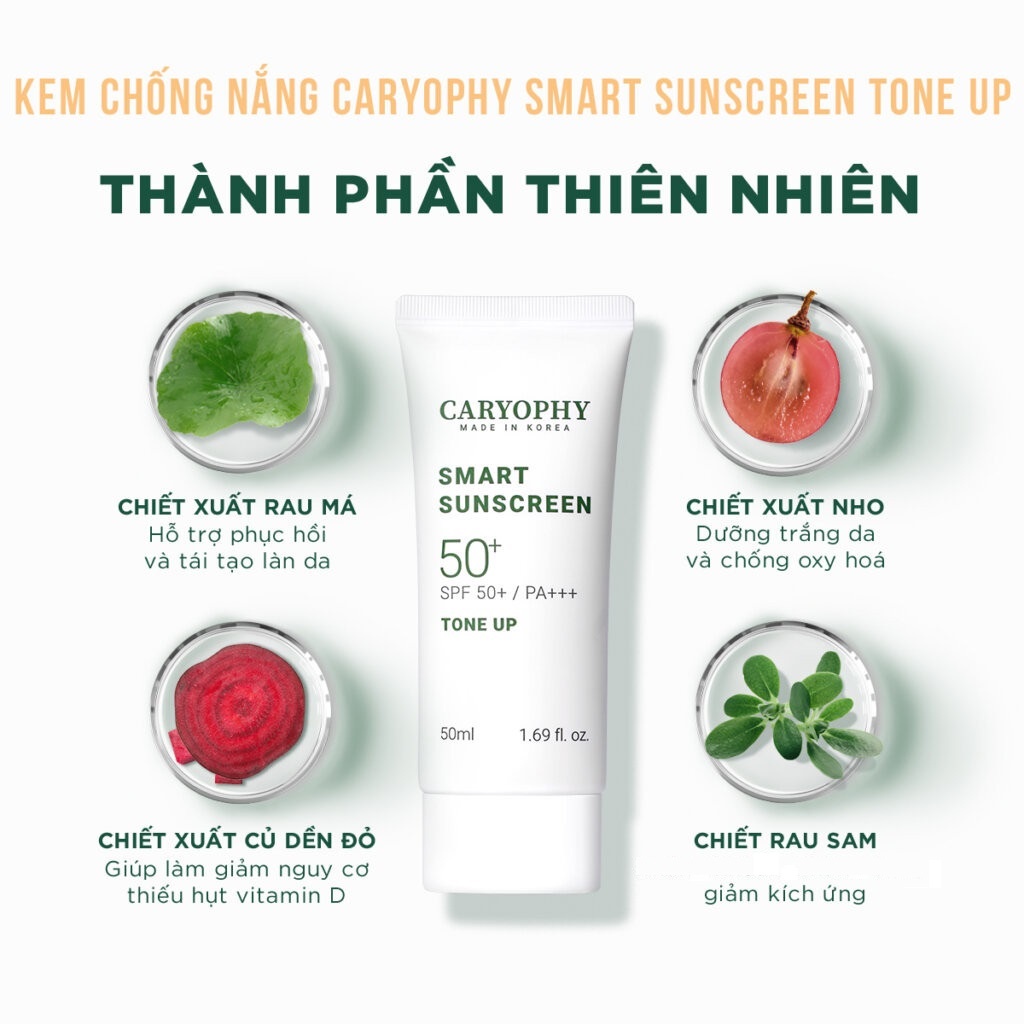 Kem chống nắng ngừa mụn, giúp giảm thâm, bảo vệ da khỏi tia UV Caryophy Smart Sunscreen 50ml