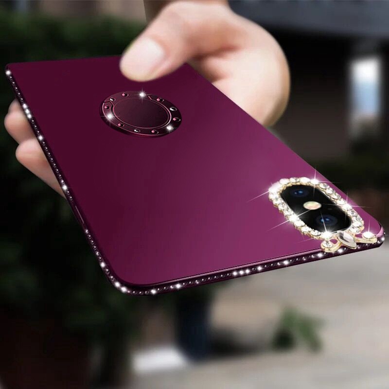 Ốp lưng TPU nhám siêu mỏng đính đá sang trọng cho iPhone 5 5S SE 6 6S 7 8 Plus X XS MAX XR