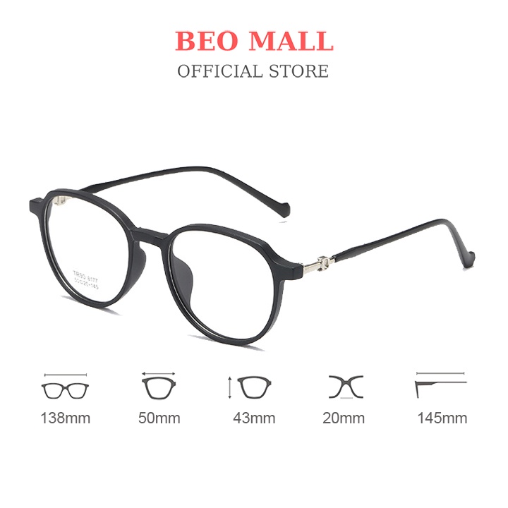 Gọng kính vuông tròn BEOMALL nhiều góc cạnh trên dưới tinh tế siêu đẹp và thời trang nhiều màu sắc 8177