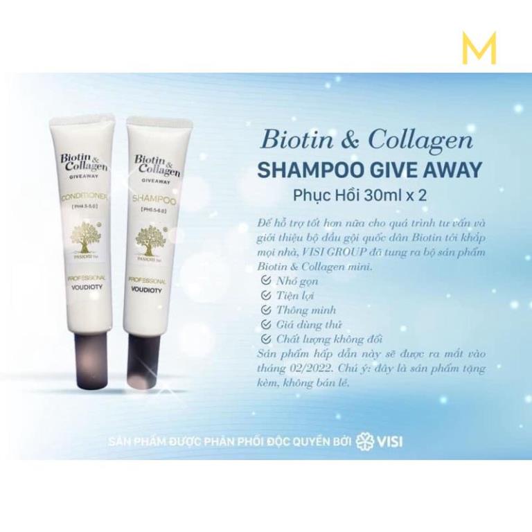 BỘ DẦU GỘI XẢ MINI BIOTIN COLLAGEN VOUDIOTY PASIORI TM TRẮNG GIVEAWAY 30ML*2 (TUÝP) M1