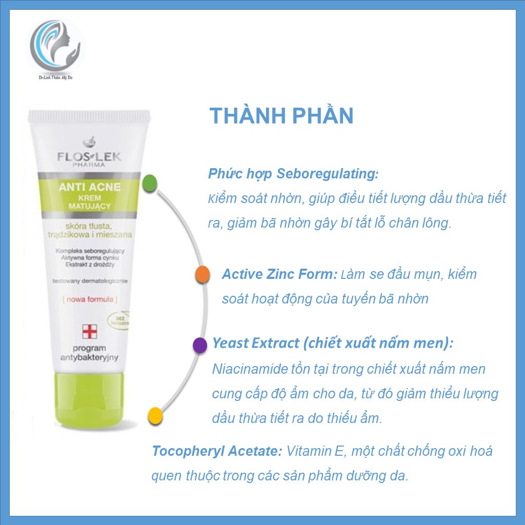 Kem dưỡng ẩm cho da dầu mụn Floslek Anti Acne kiểm soát dầu và điều tiết nhờn DA03