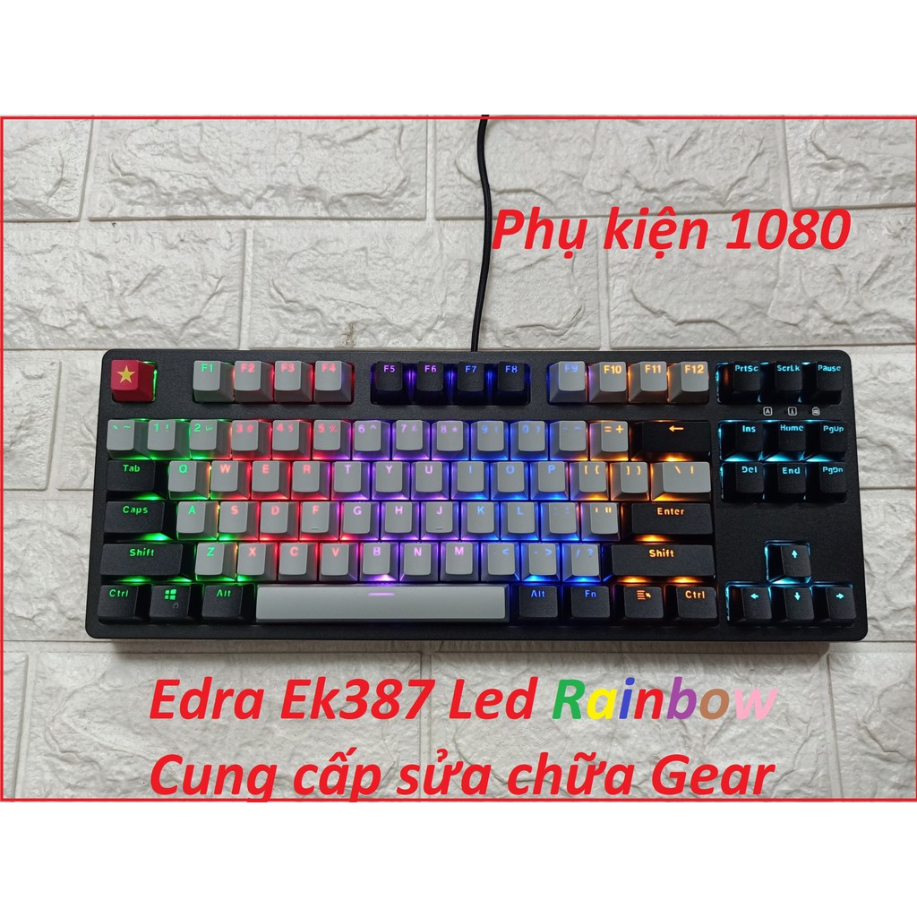 Bàn Phím Cơ EDRA EK387 Led Rainbow Huano Switch - Dây Cap Type C Cực Chất - Phiên Bản Mới nhất 2021 - Bảo Hành Lấy Ngay