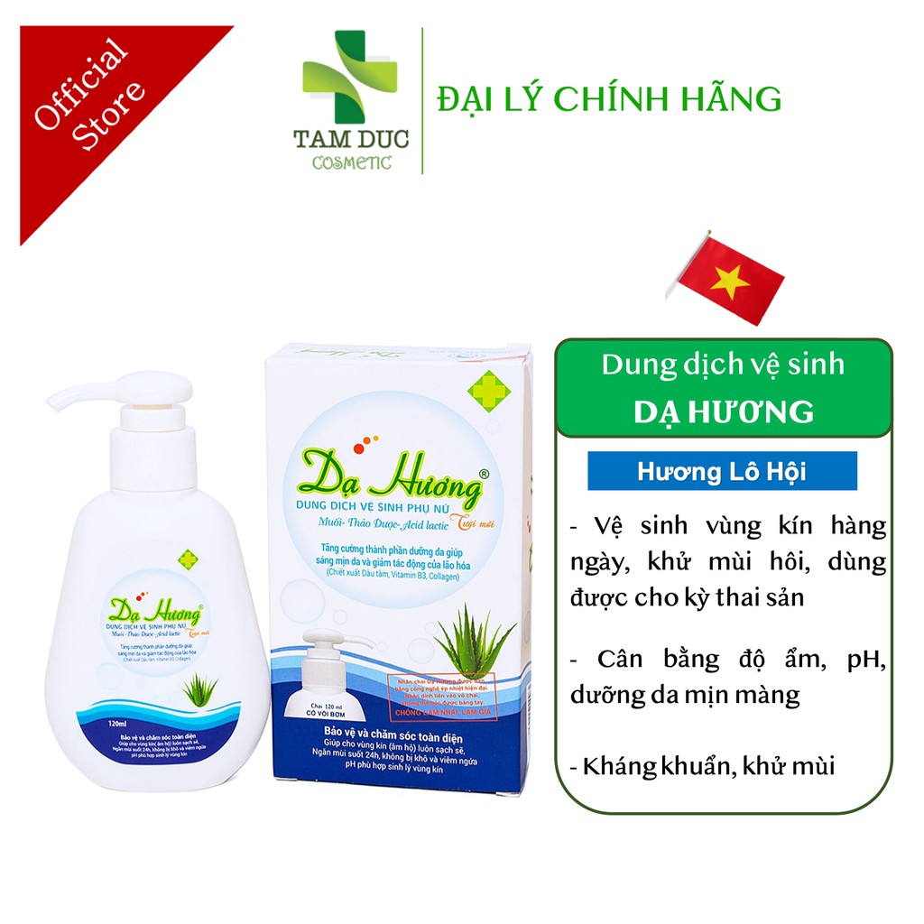 Bộ 2 chai Dung Dịch Vệ Sinh Phụ nữ DẠ HƯƠNG - Lô Hội Nha Đam 120ml/chai có vòi