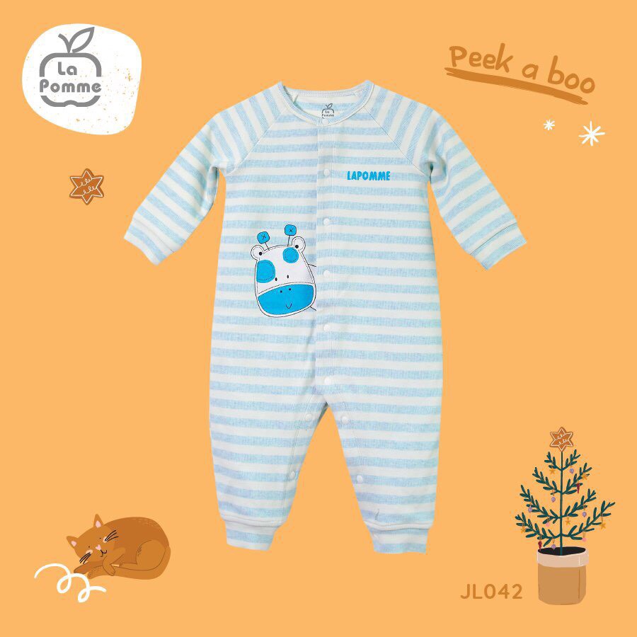 JL042 Bộ Body dài tay La pomme Peek a Boo cho bé trai bé gái (0-18 tháng) - chất cotton dày