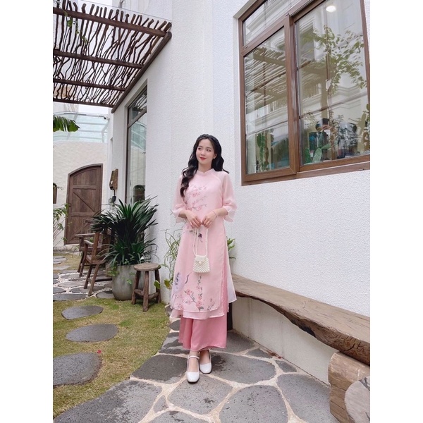 ÁO DÀI CÁCH TÂN HOA ĐÀO TẾT