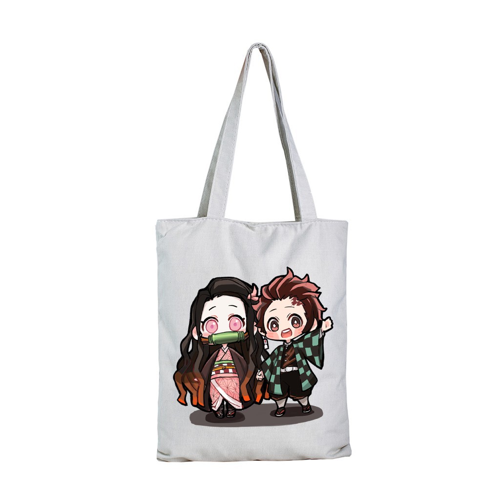 Túi tote vải in hình Kimetsu no Yaiba Thanh gươm diệt quỷ anime chibi