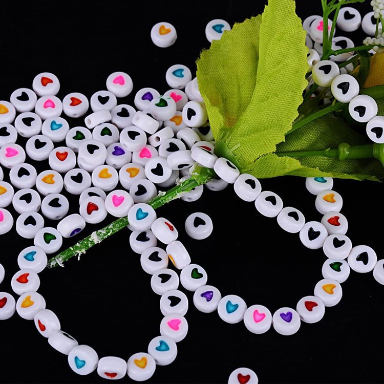 Set 100 hạt nhựa 4x7mm nhiều màu sắc in chữ cái tiếng anh sáng tạo