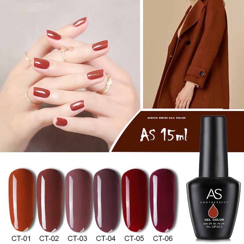 Sơn móng tay gel AS dùng máy hơ tone đỏ trầm VUA SƠN AS mã CT 15ml