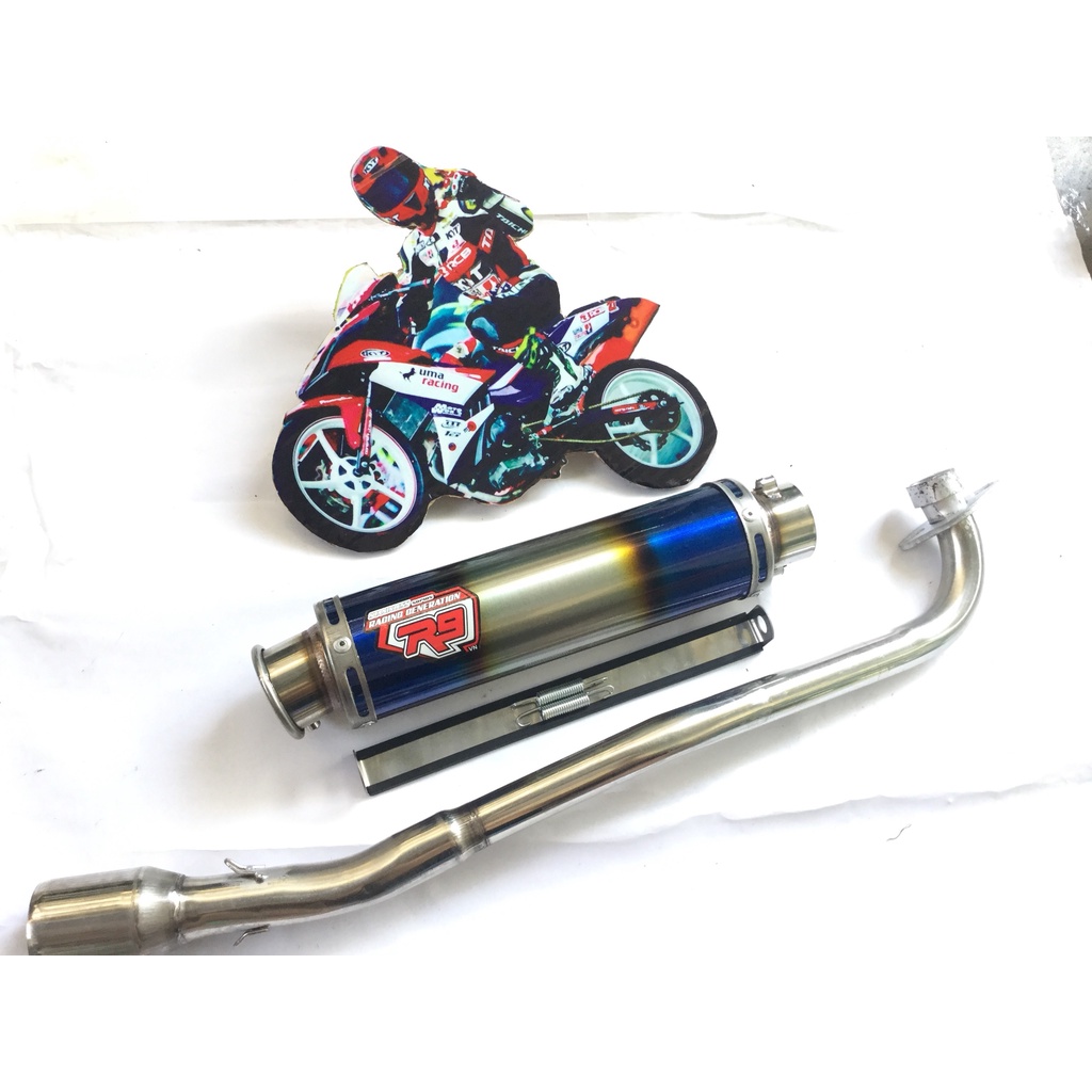 Bộ pô r9 full cổ INOX THẲNG  exciter, winer, sonic, raider, satria, gsx,...