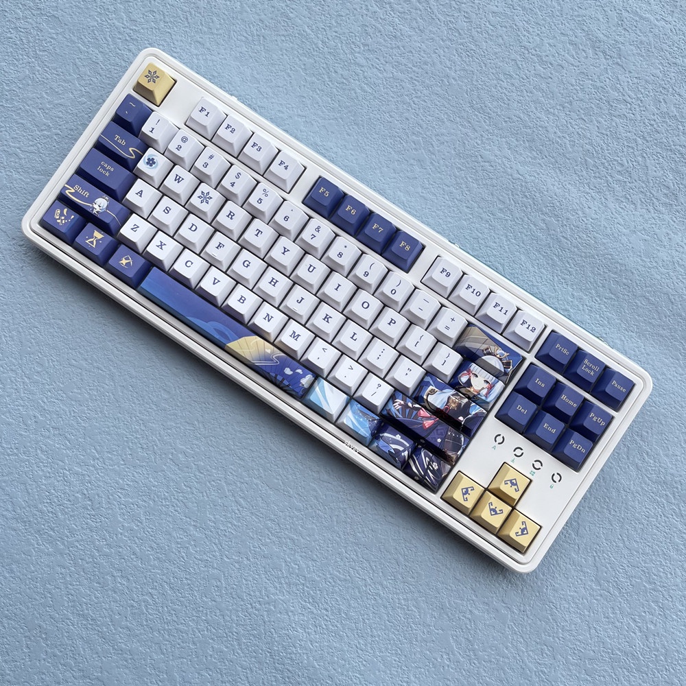 128 phím Kamisato Ayaka Keycaps Cherry Profile Genshin Impact Chủ đề Anime PBT DYE SUB Bàn phím cơ học Keycap