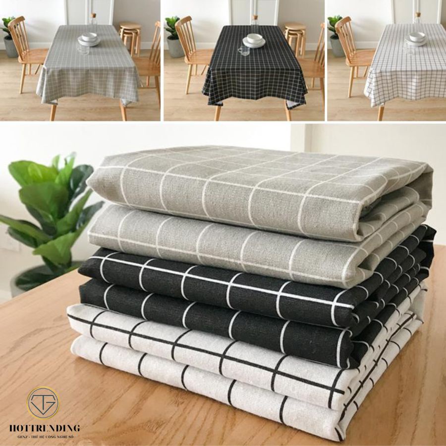 Khăn Trải Bàn Kẻ Caro Nhựa PVC Chống Thấm Nước Khăn Decor Phông Nền Chụp Ảnh, Trang Trí Bàn Ăn