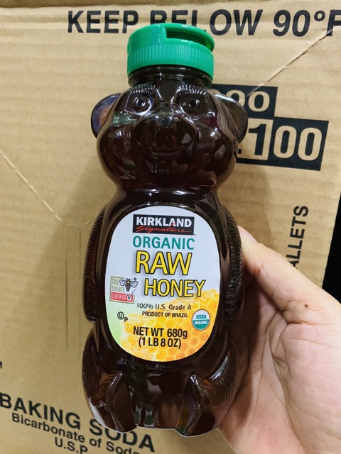 [Mã GROSALE2703 giảm 8% đơn 250K] Mật Ong Của Mỹ Kirkland Organic Honey Bears Chai 680g( date 2023)