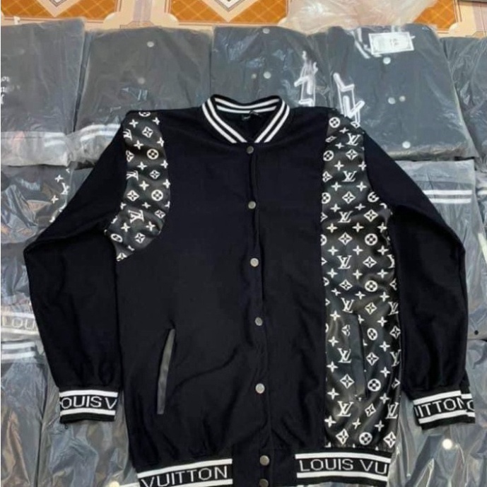Áo Khoác Lv ,Bomber Lv - Cầu Vai Da Chữ Viền Trắng Hot Trend 2021