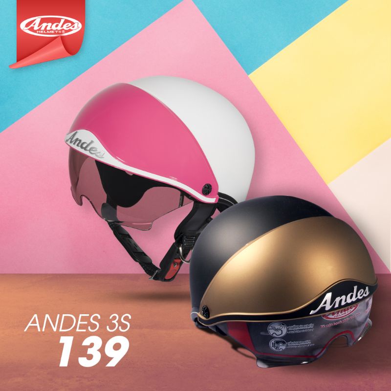 Mũ bảo hiểm nửa đầu Andes 139 có kính âm che mặt, bảo hành 12 tháng chính hãng