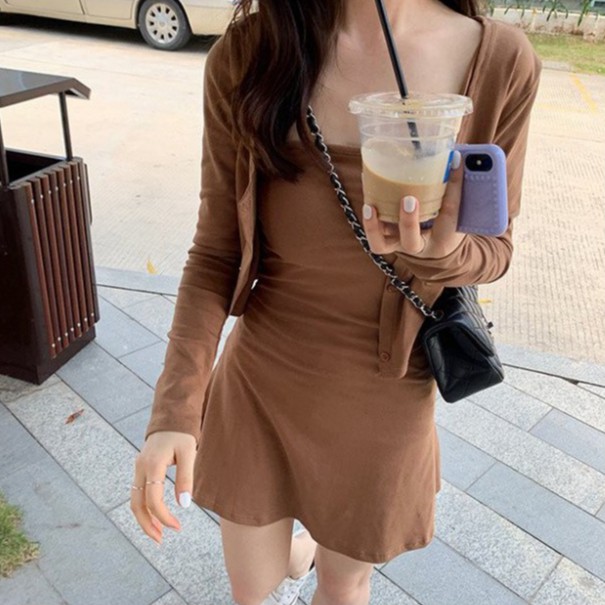Váy 2 dây ôm body kèm áo trẻ trung cá tính / Váy ôm body kèm áo cadigan dài tay | BigBuy360 - bigbuy360.vn