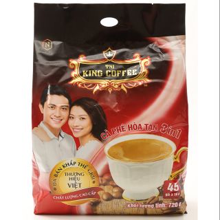 Cà Phê Hòa Tan 3in1 King Coffee Túi 45 Gói x 16G - cà phê sữa TNI Buôn Mê Thuột 720g