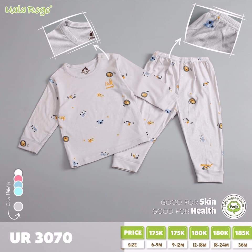 Bộ dài tay peptit Ualarogo UR3070 cao cấp, bộ cài vai họa tiết