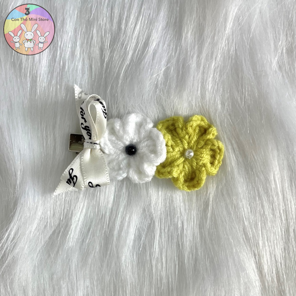 3 Kẹp tóc len handmade hình hoa dễ thương