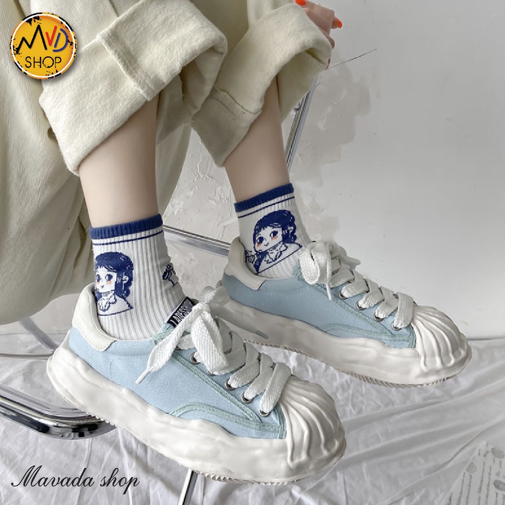 Giày Ulzzang phong cách Hàn Quốc chất liệu Canvas cao cấp / giày mũi sò đế nhăn