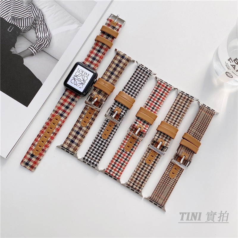 Dây đeo bằng vải canvas kiểu retro cho iWatch 7th Generation SE 6 5 4 3 2 1 38mm 40mm 41mm 42mm 45mm 44mm