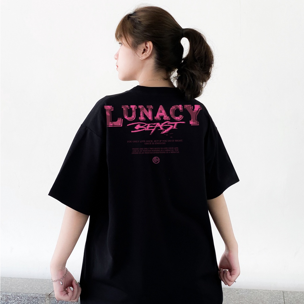 Áo thun tay lỡ LUNACY BEAST phông Unisex nam nữ Cotton oversize form rộng LUNACY TB03