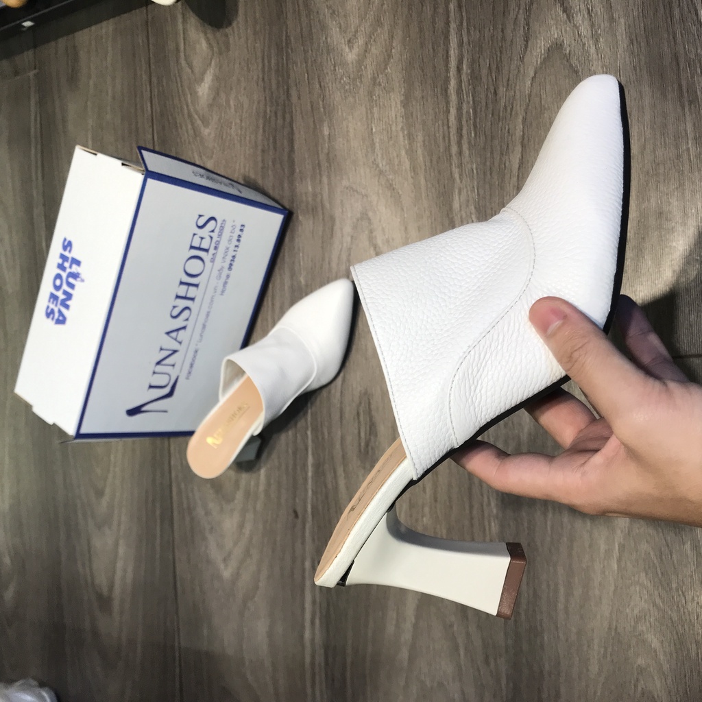 Giày Cao Gót Sục Nữ Da Bò 100% 7p Lunashoes (6206) cao cấp sẵn hàng giầy trung niên nữ
