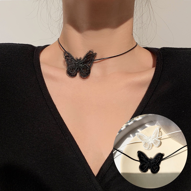 1 Vòng Cổ Vải Tuyn Ren Hình Bướm Đơn Giản Ngọt Ngào Thời Trang Mùa Hè Dễ Phối Trang Sức Dành Cho Nữ