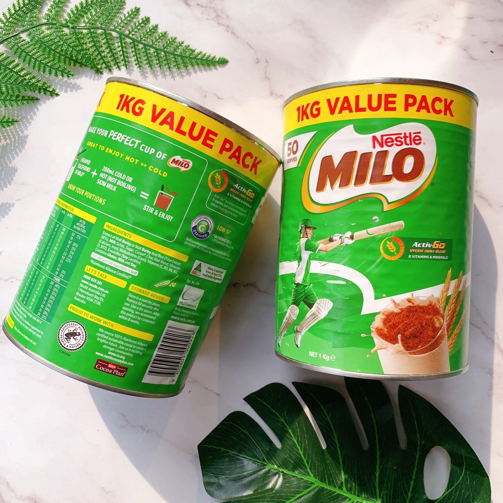 Sữa bột Nestle MILO 1KG Oz Mart Hàng Úc Nội Địa tăng cường năng lượng