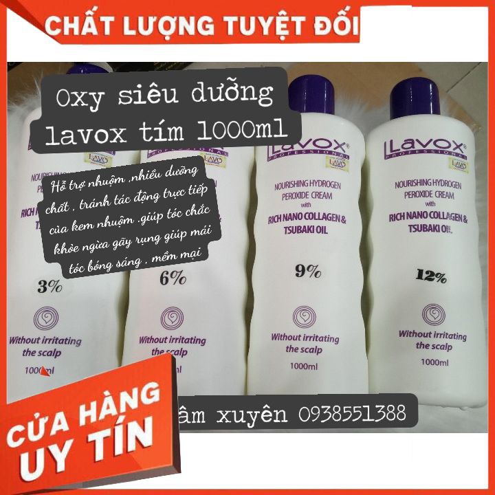 OXY KHÔNG RÁT LAVOX TÍM COLLAGEN 1000ML FREESHIP  hỗ trợ nhuộm bảo vệ tác hại của thuốc nhuộm THƠM , giúp tóc mềm mượt