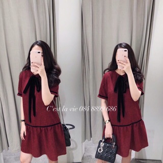Váy dạ cổ nơ