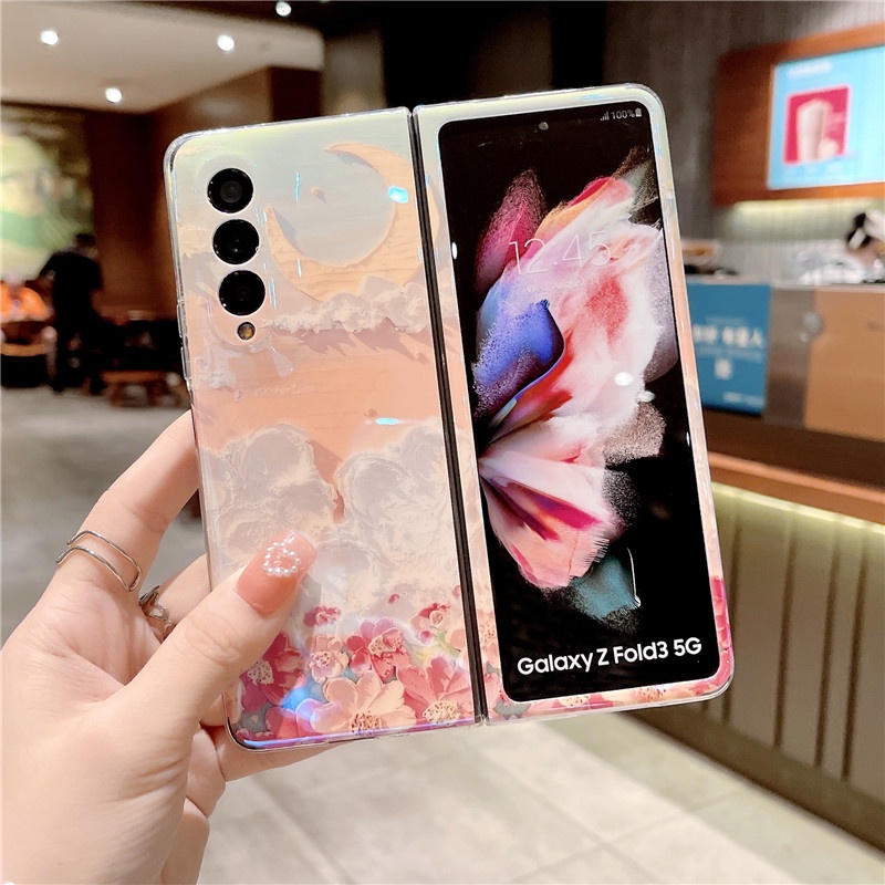 Ốp Điện Thoại Blu-ray In Họa Tiết Hoa Cho Samsung Galaxy Z Fold 3 4 5G