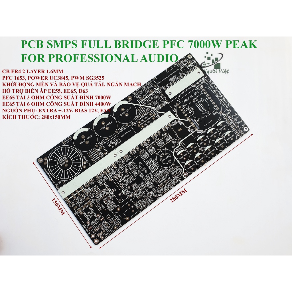 Hình ảnh Bo PCB nguồn xung công suất cho âm thanh ampli / SMPS Fullbridge PFC 7000W peak #1