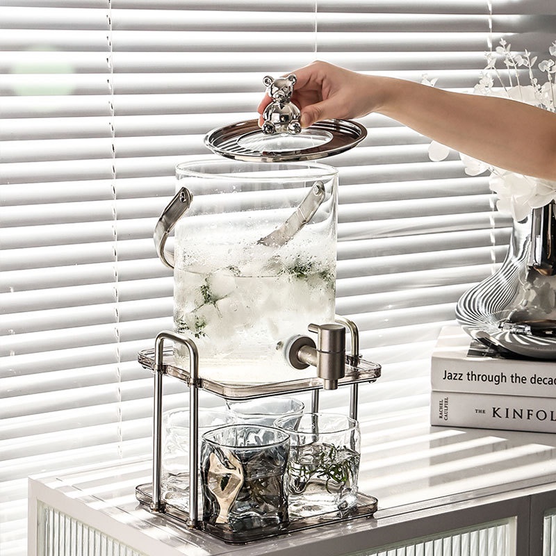 Bình Nước Buffet Hàn Quốc Bình nước TIỆC TRÀ bình nước tiệc thủy tinh có vòi rót INOX 3,6 LÍT (không bao gồm cốc